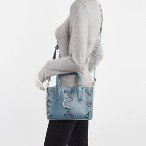 Christian Louboutin Titan Blue Leather Perforated Loubinthesky Mini Cabata